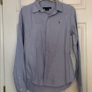 Women’s slim fit baby blue Ralph Lauren button up